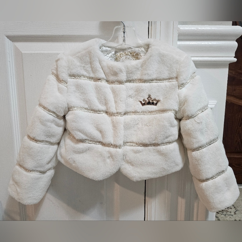 Disney Princess Elegant White Faux Fur Kids Jacket